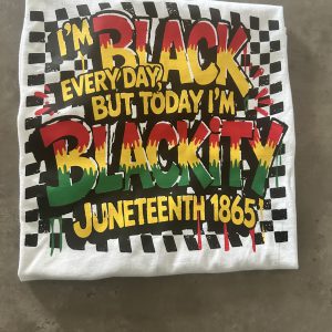 I'm Black Every Day Checkered Premium Graphic Tee custom DTF graphic tee printed by Beverly J. Hamilton in Cleveland, Ohio