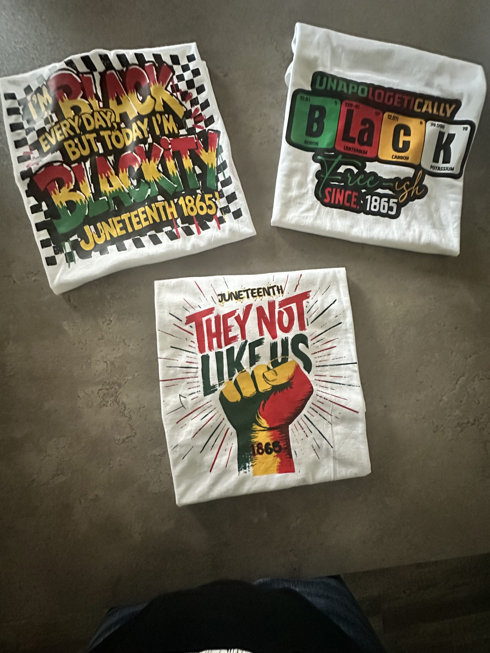 Juneteenth Culture & Pride Premium Tee Bundle custom DTF graphic tee printed by Beverly J. Hamilton in Cleveland, Ohio